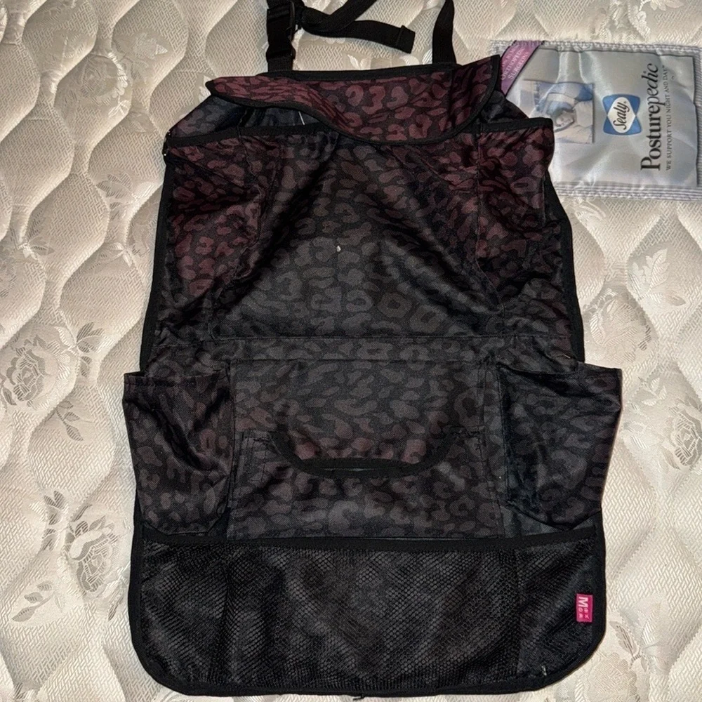 MYTAGALONGS Backseat Organizer leopard cheetah mesh black grey gray car auto
